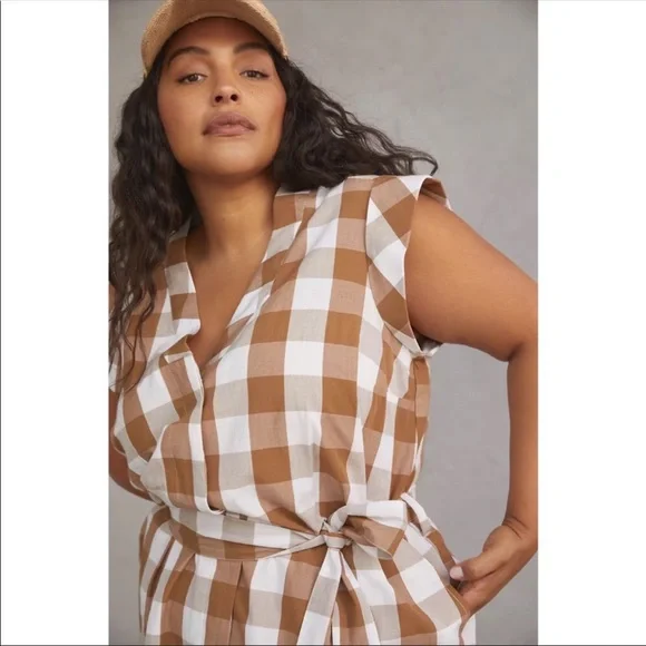 Anthropologie WHIT TWO Gingham Romper - Picture 2 of 11